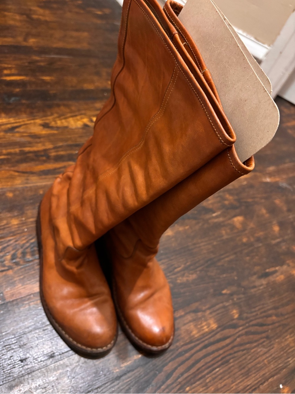 Vintage Fiorentini + Baker Cognac Leather Mid-Calf Boots